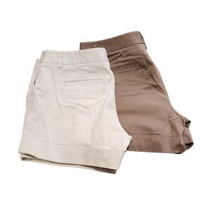 Express Shorts Womens 2 Pair Flat Front Cuff Bottom